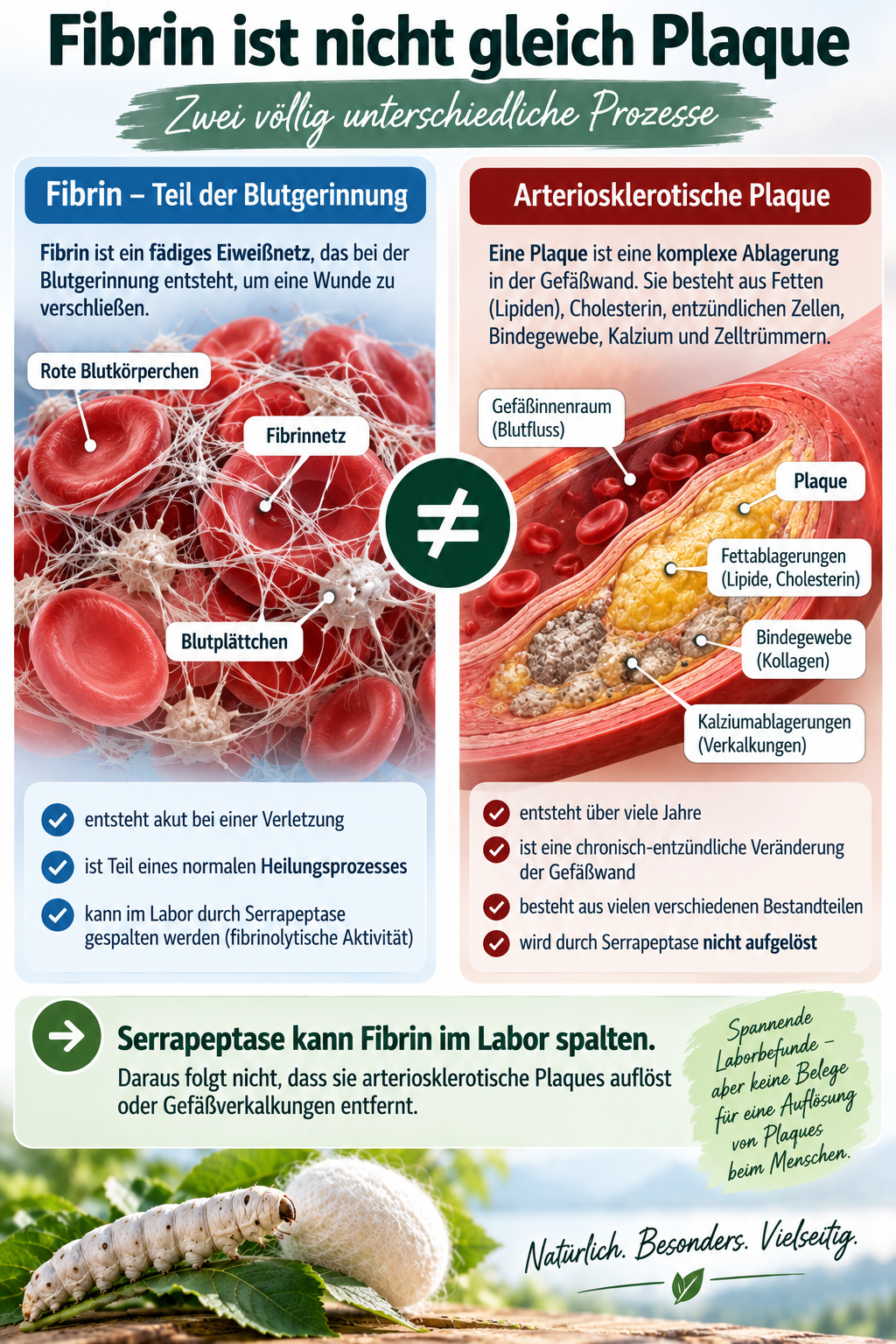 Serrapeptase kann Fibrin auflösen. 
