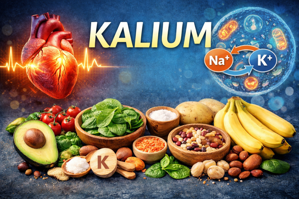 Kalium - in vielen frischen Lebensmitteln enthalten. Kaliummangel kann man mit Obst und Gemüse vorbeugen.
