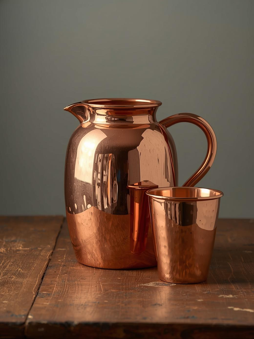 Kupferbecher und Kupferkrug zur sanften Versorgung mit Kupfer