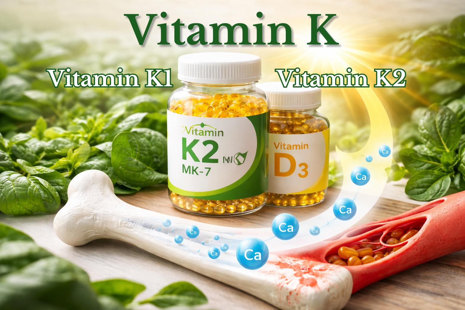 Vitamin K reguliert die Blugerinnung und den Kalziumstoffwechsel zwischen Knochen und Gefäßen
