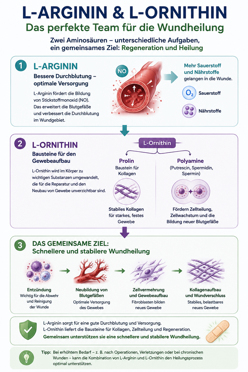 L-Arginin und L-Ornithin bei der Wundheilung