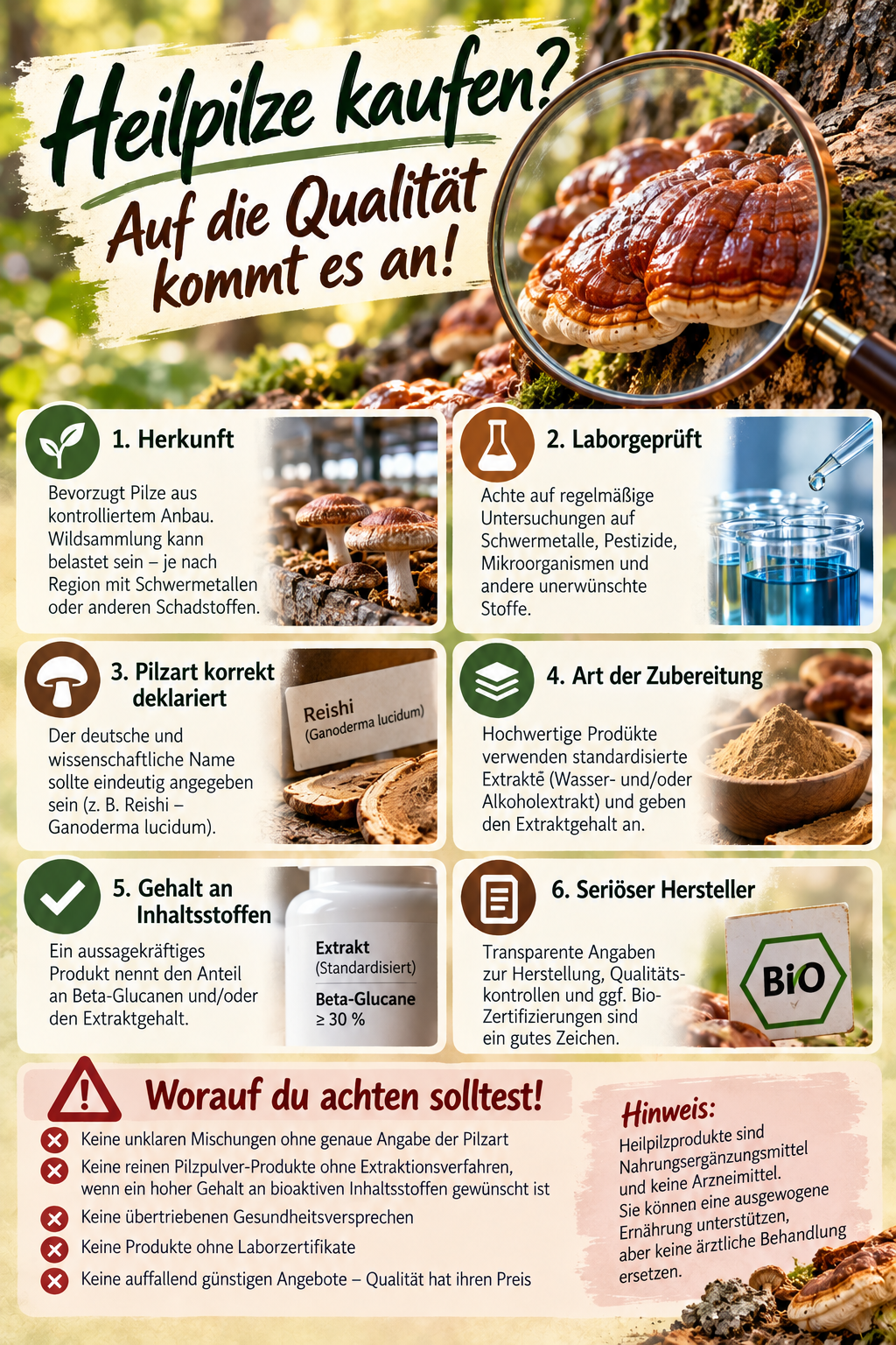 Worauf man beim Kauf von Heilpilzen achten sollte