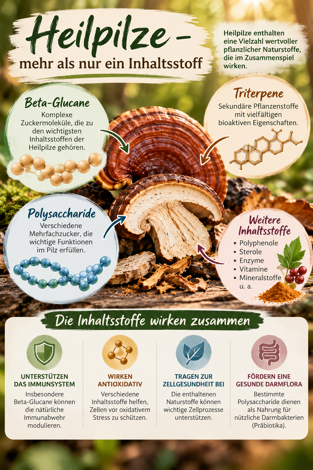 Welche Inhaltsstoffe stecken in Heilpilzen?